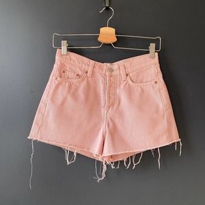 & Other stories x Stockholm Atelier Jean Shorts Pastel Pink Raw Hem Size 24